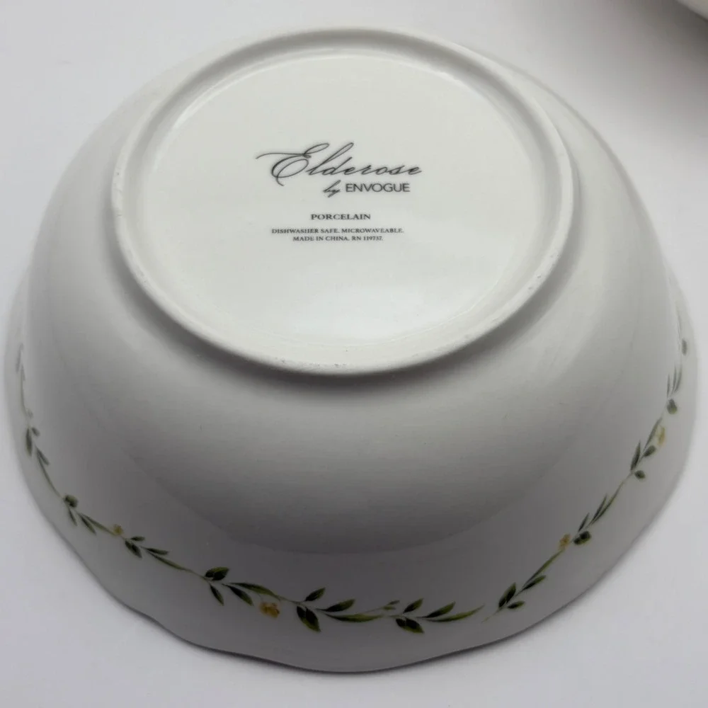 Set of 3 Yellow Floral Cottagecore Porcelain Bowls Farmhouse Antique Rose 6.5